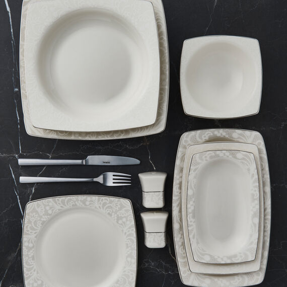 Caroline 54 Parça 12 Kişilik Kare Bone Yemek Takımı - 6327 - 2