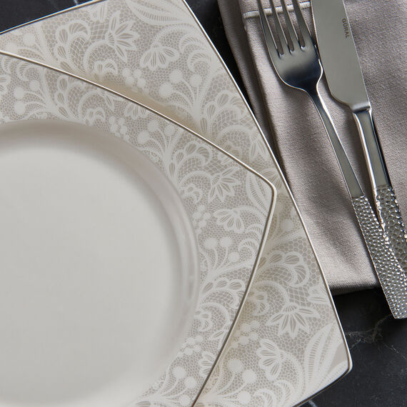 Caroline 54 Parça 12 Kişilik Kare Bone Yemek Takımı - 6327 - 4