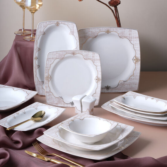 Caroline 54 Parça 12 Kişilik Kare Yemek Takımı 5941 - 1