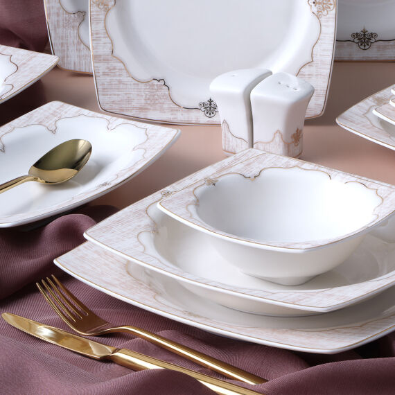 Caroline 54 Parça 12 Kişilik Kare Yemek Takımı 5941 - 2