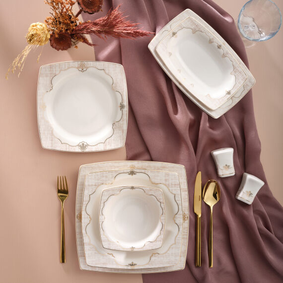 Caroline 54 Parça 12 Kişilik Kare Yemek Takımı 5941 - 3