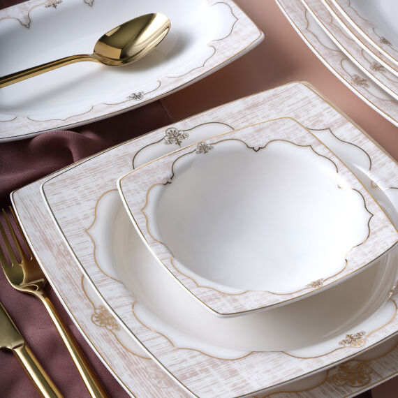 Caroline 54 Parça 12 Kişilik Kare Yemek Takımı 5941 - 4