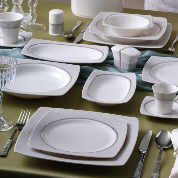 Caroline 54 Parça 12 Kişilik Kare Yemek Takımı 6565 - 1