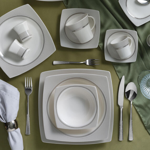 Caroline 54 Parça 12 Kişilik Kare Yemek Takımı 6565 - 3