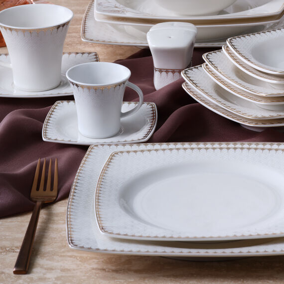 Caroline 54 Parça 12 Kişilik Kare Yemek Takımı 6567 - 2