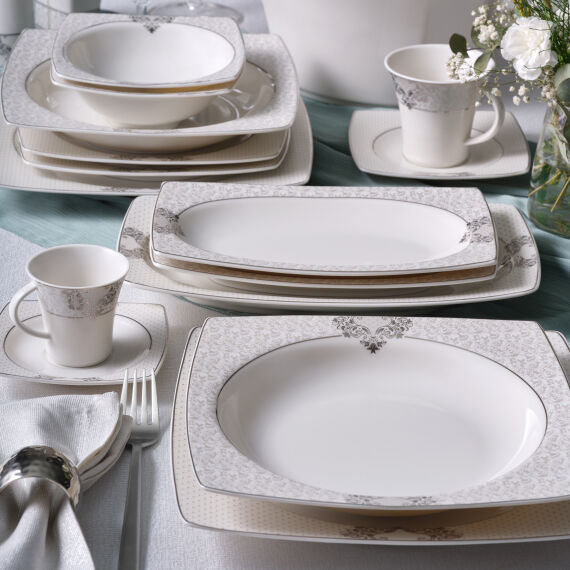Caroline 54 Parça 12 Kişilik Kare Yemek Takımı 6600 - 1