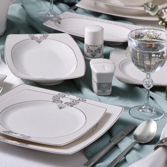 Caroline 54 Parça 12 Kişilik Kare Yemek Takımı 6600 - 2