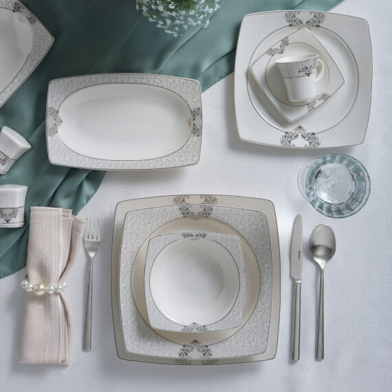 Caroline 54 Parça 12 Kişilik Kare Yemek Takımı 6600 - 3