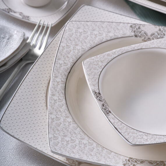 Caroline 54 Parça 12 Kişilik Kare Yemek Takımı 6600 - 4