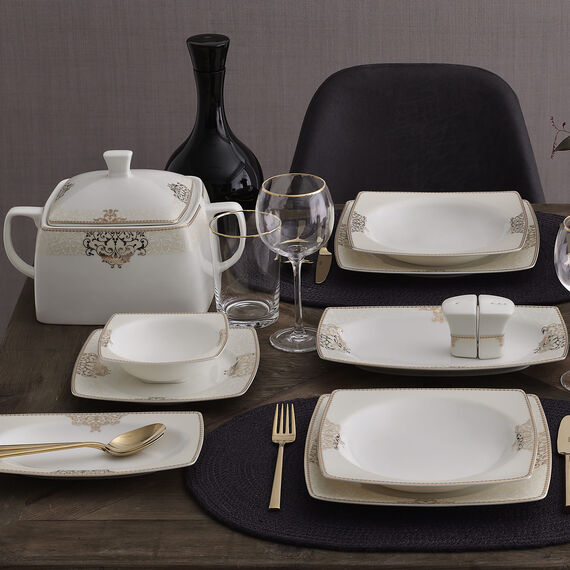 Caroline 62 Parça 12 Kişilik Kare Yemek Takımı 5686 - 3