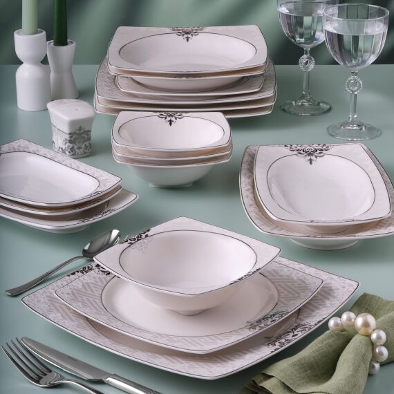 Caroline 62 Parça 12 Kişilik Kare Yemek Takımı 5953 - 1