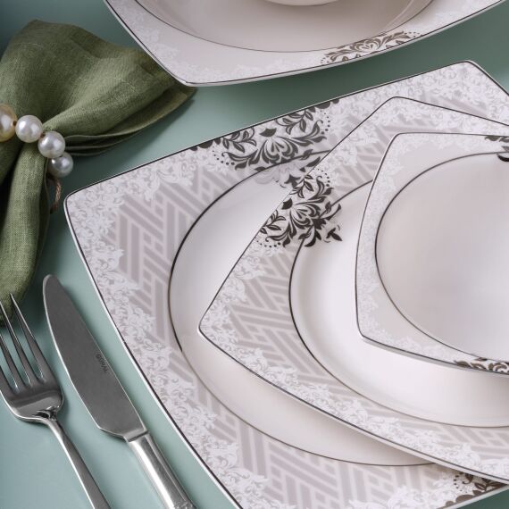 Caroline 62 Parça 12 Kişilik Kare Yemek Takımı 5953 - 2