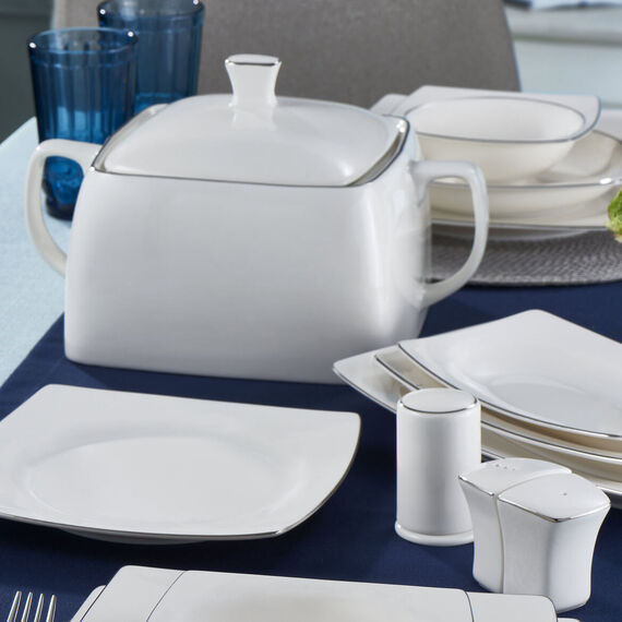 Caroline 62 Parça 12 Kişilik Kare Yemek Takımı Gümüş Yaldız 220 - 2