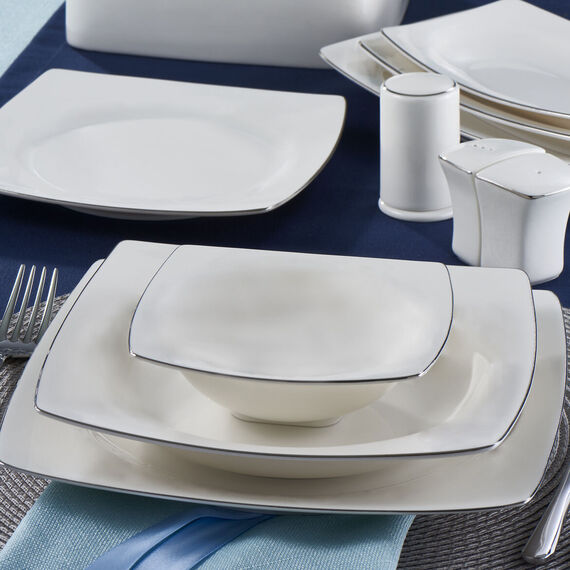 Caroline 62 Parça 12 Kişilik Kare Yemek Takımı Gümüş Yaldız 220 - 3