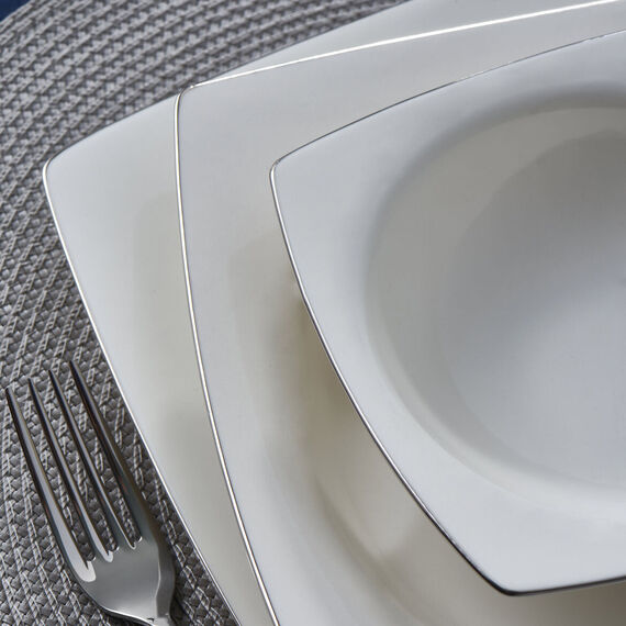 Caroline 62 Parça 12 Kişilik Kare Yemek Takımı Gümüş Yaldız 220 - 4