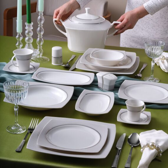 Caroline 85 Parça 12 Kişilik Kare Yemek Takımı 6565 - 1