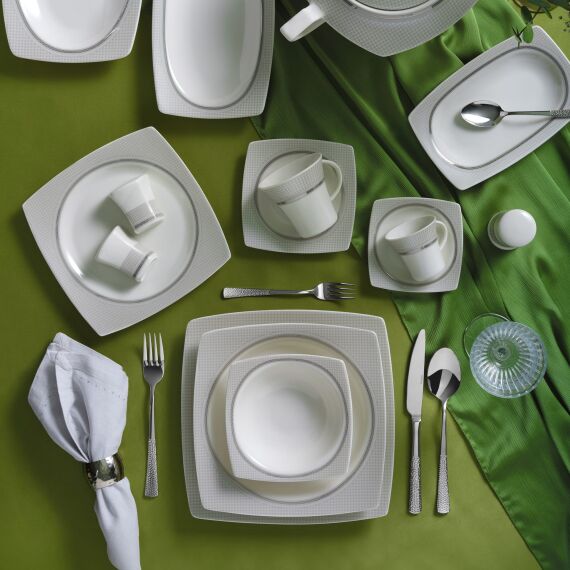 Caroline 85 Parça 12 Kişilik Kare Yemek Takımı 6565 - 3