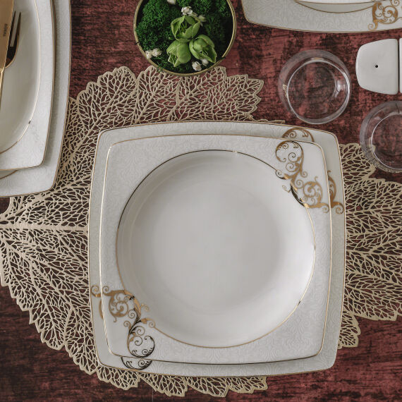 Caroline 85 Parça 12 Kişilik Kare Yemek Takımı 5430 - 2