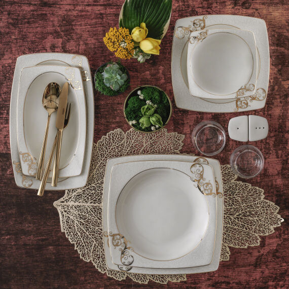 Caroline 85 Parça 12 Kişilik Kare Yemek Takımı 5430 - 1