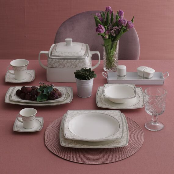 Caroline 85 Parça 12 Kişilik Kare Yemek Takımı 5676 - 1