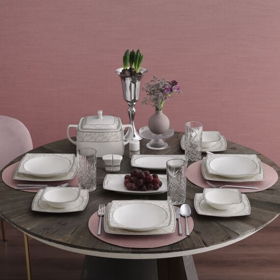 Caroline 85 Parça 12 Kişilik Kare Yemek Takımı 5676 - 2