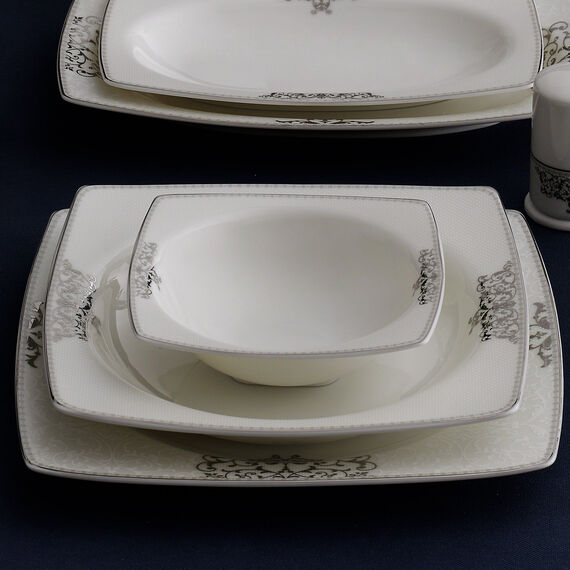 Caroline 85 Parça 12 Kişilik Kare Yemek Takımı 56861 - 3