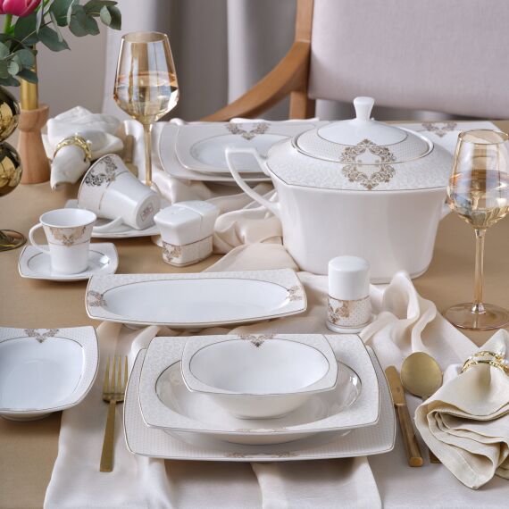 Caroline 85 Parça 12 Kişilik Kare Yemek Takımı 6600 - 1