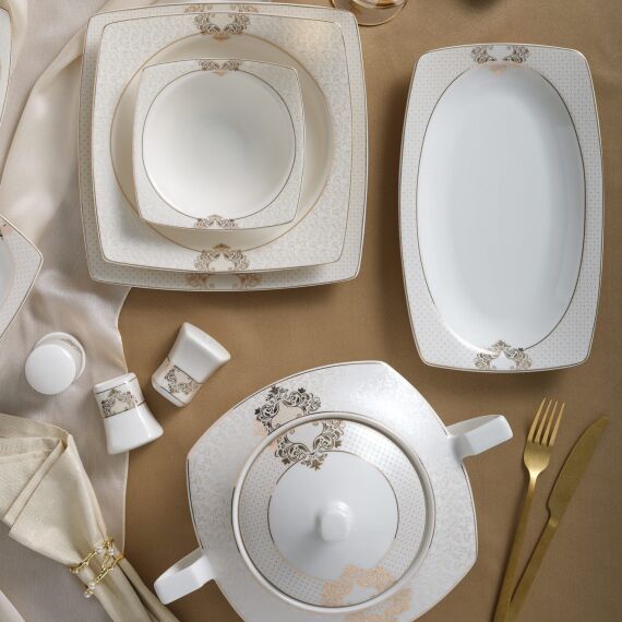 Caroline 85 Parça 12 Kişilik Kare Yemek Takımı 6600 - 4