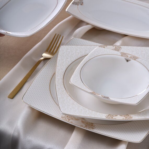 Caroline 85 Parça 12 Kişilik Kare Yemek Takımı 6600 - 2