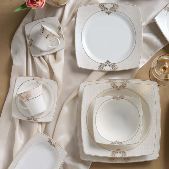 Caroline 85 Parça 12 Kişilik Kare Yemek Takımı 6600 - 3
