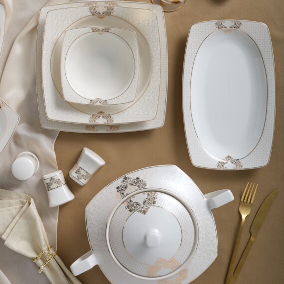 Caroline 85 Parça 12 Kişilik Kare Yemek Takımı 6600 - 4