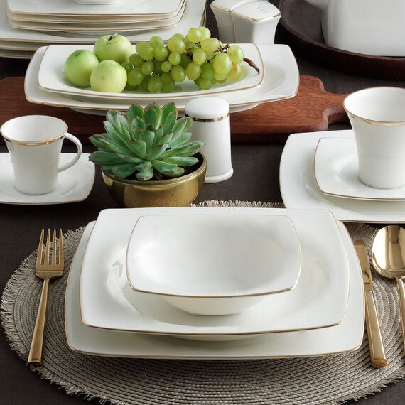 Caroline 85 Parça 12 Kişilik Kare Yemek Takımı Altın Yaldız 20 - 2