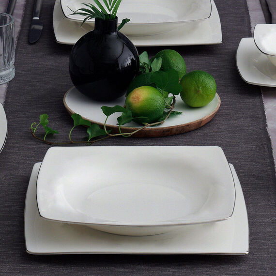 Caroline 85 Parça 12 Kişilik Kare Yemek Takımı Gümüş Yaldız 220 - 2