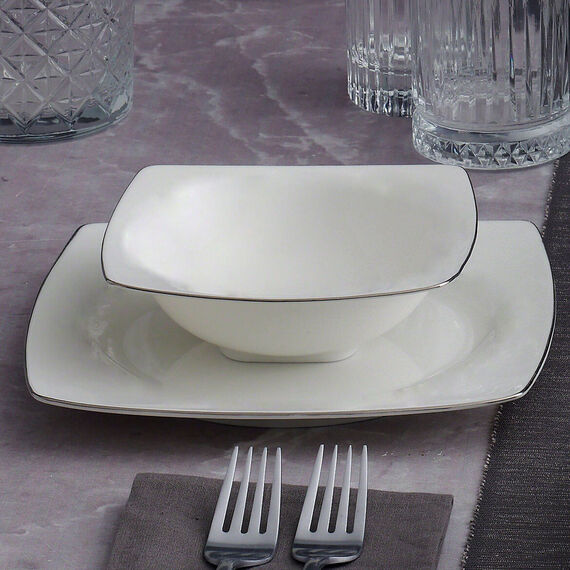 Caroline 85 Parça 12 Kişilik Kare Yemek Takımı Gümüş Yaldız 220 - 3