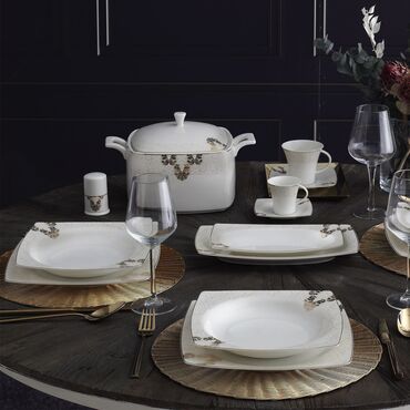 Caroline 85 Parça 12 Kişilik Kare Yemek Takımı 5629 - GÜRAL PORSELEN