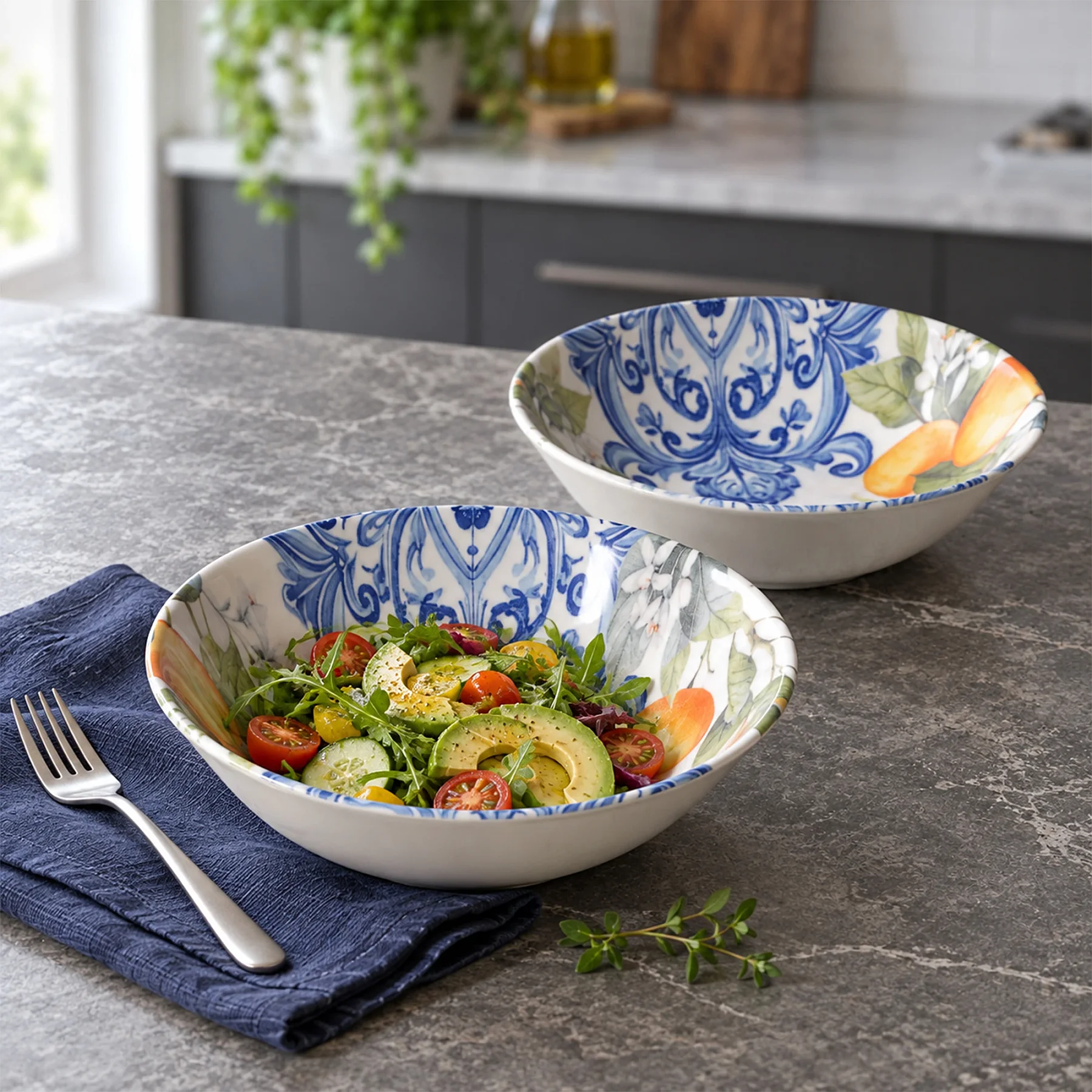 2 Parça Portakal Detaylı 23 cm Salata Kasesi 55501 - 3