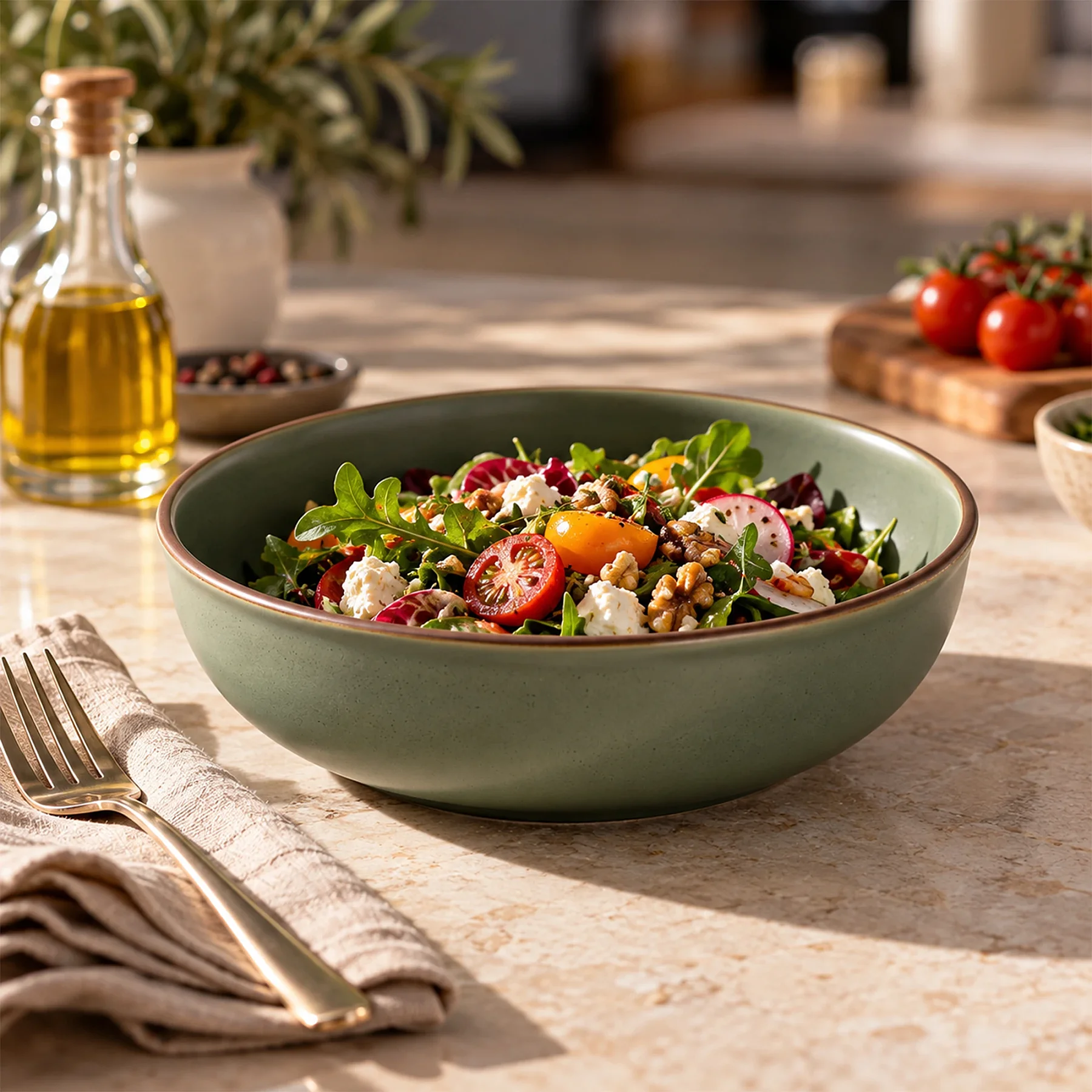 Ece 23 cm Salata Kasesi Mat Yeşil 26y - 1