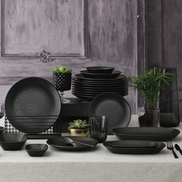 Ent Otel 14 Cm Bone Kare Kayık Tabak Siyah Mat - GÜRAL PORSELEN