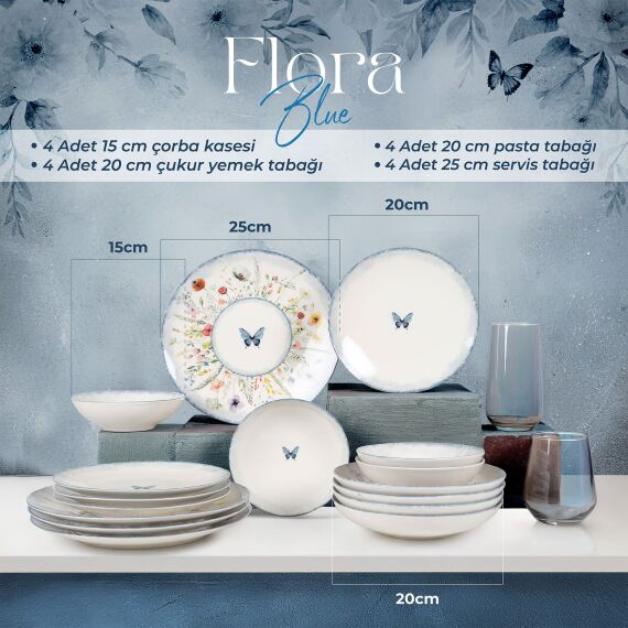 Flora Blue 16 Parça 4 Kişilik Yemek Takımı 48833 - 4
