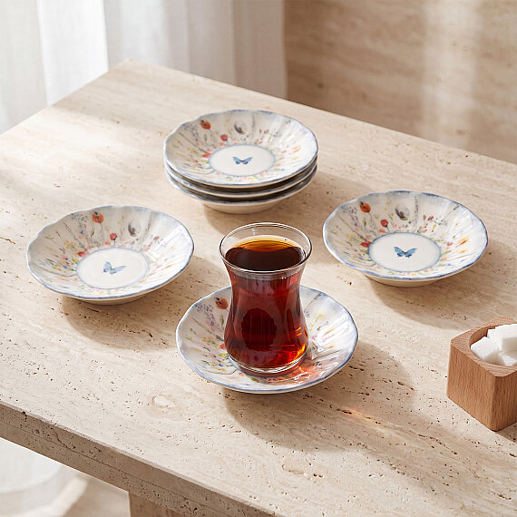 Flora Blue 6 Parça Çay Tabağı 48833 - 2