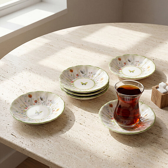 Flora Green 6 Parça Çay Tabağı 4883 - 3