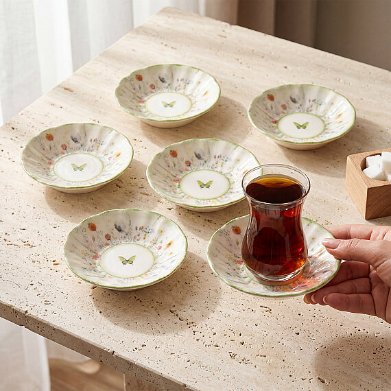 Flora Green 6 Parça Çay Tabağı 4883 - 1