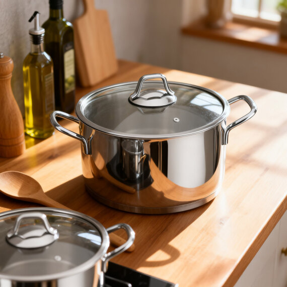 Güral 20 cm Paslanmaz Çelik Derin Tencere Metal Kulp - 1