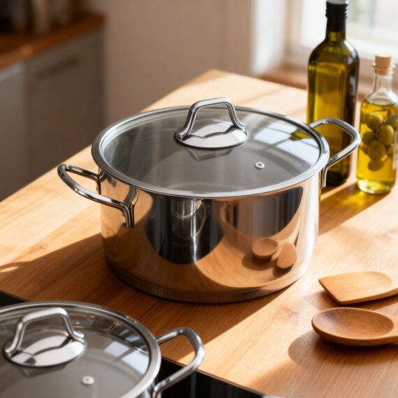 Güral 20 cm Paslanmaz Çelik Derin Tencere Metal Kulp - 3