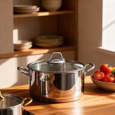 Güral 24 cm Paslanmaz Çelik Derin Tencere Metal Kulp - GÜRAL PORSELEN