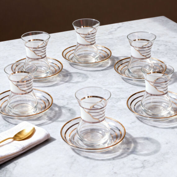 Güral Cam 12 Parça 6 Kişilik İnce Belli Çay Takımı 50576 - 1