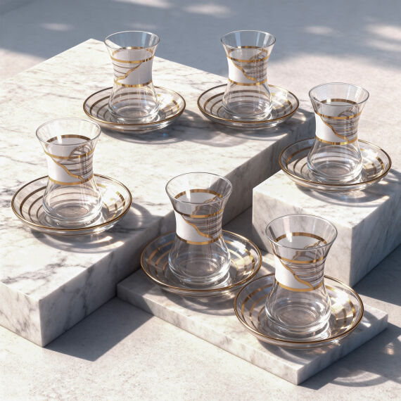 Güral Cam 12 Parça 6 Kişilik İnce Belli Çay Takımı 50576 - 2