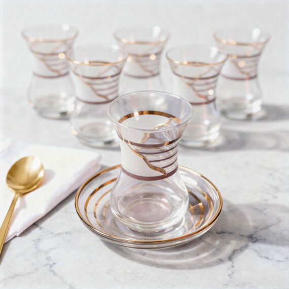 Güral Cam 12 Parça 6 Kişilik İnce Belli Çay Takımı 50576 - 3