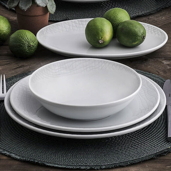 İzmir 6 Adet 19 Cm Çukur Yemek Tabağı Dekorsuz - 1