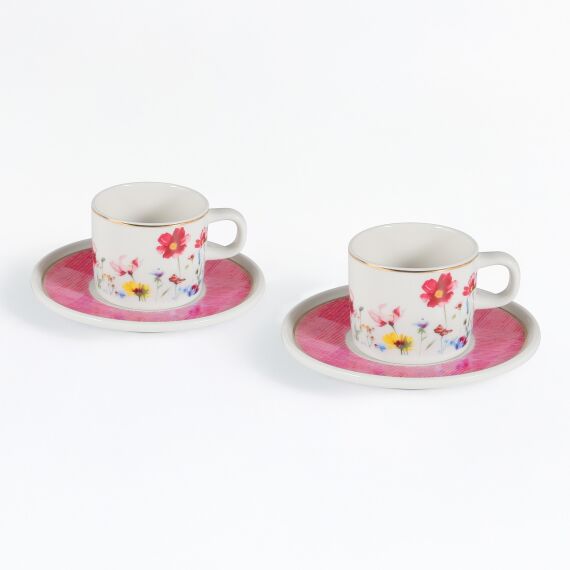 Mental 4 Parça 2 Kişilik Kahve Fincan Takımı Pembe 67092 - 2